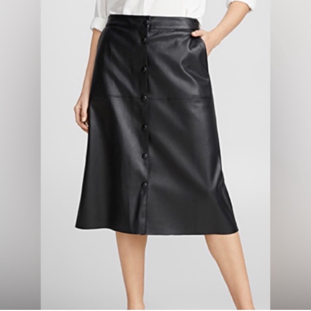Black Button-Down Midi Skirt